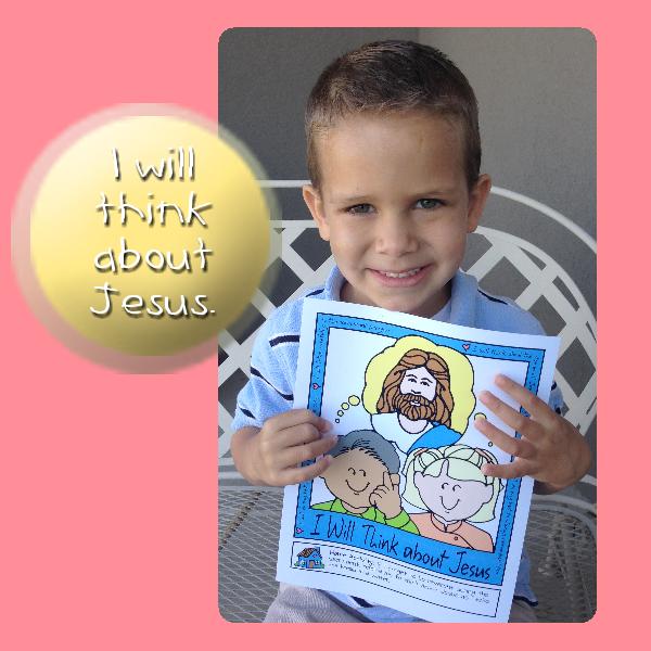 Little LESSON LIFESAVER ActivityI Will Think about Jesus poster or coloring page