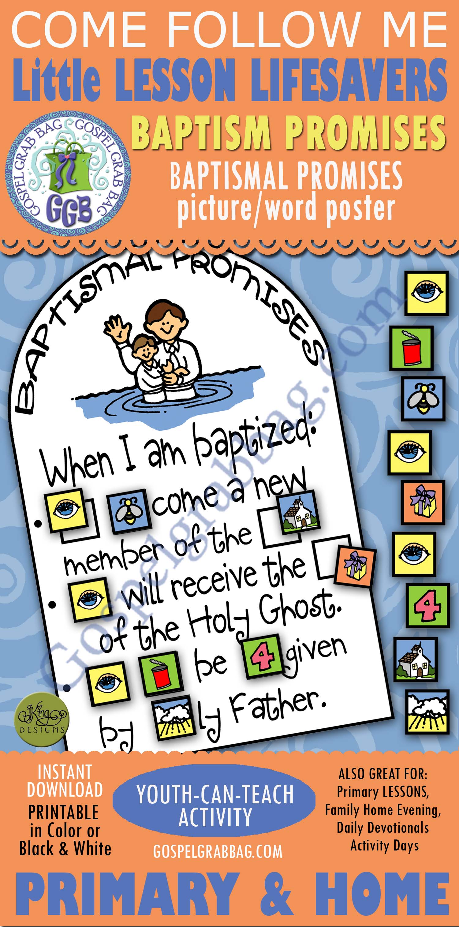 Baptismal Promises picture / word poster