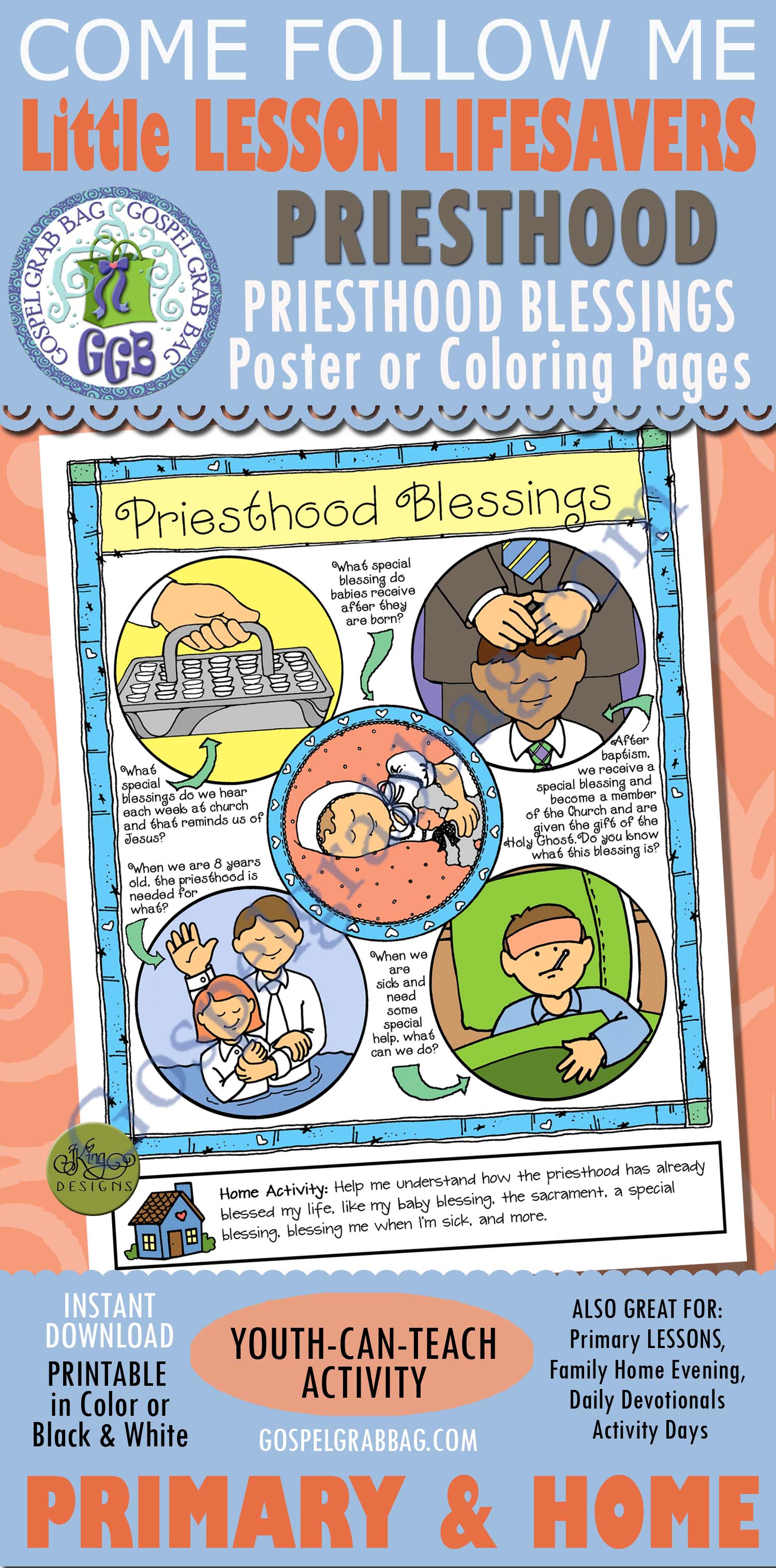 Priesthood Blessings poster or coloring page