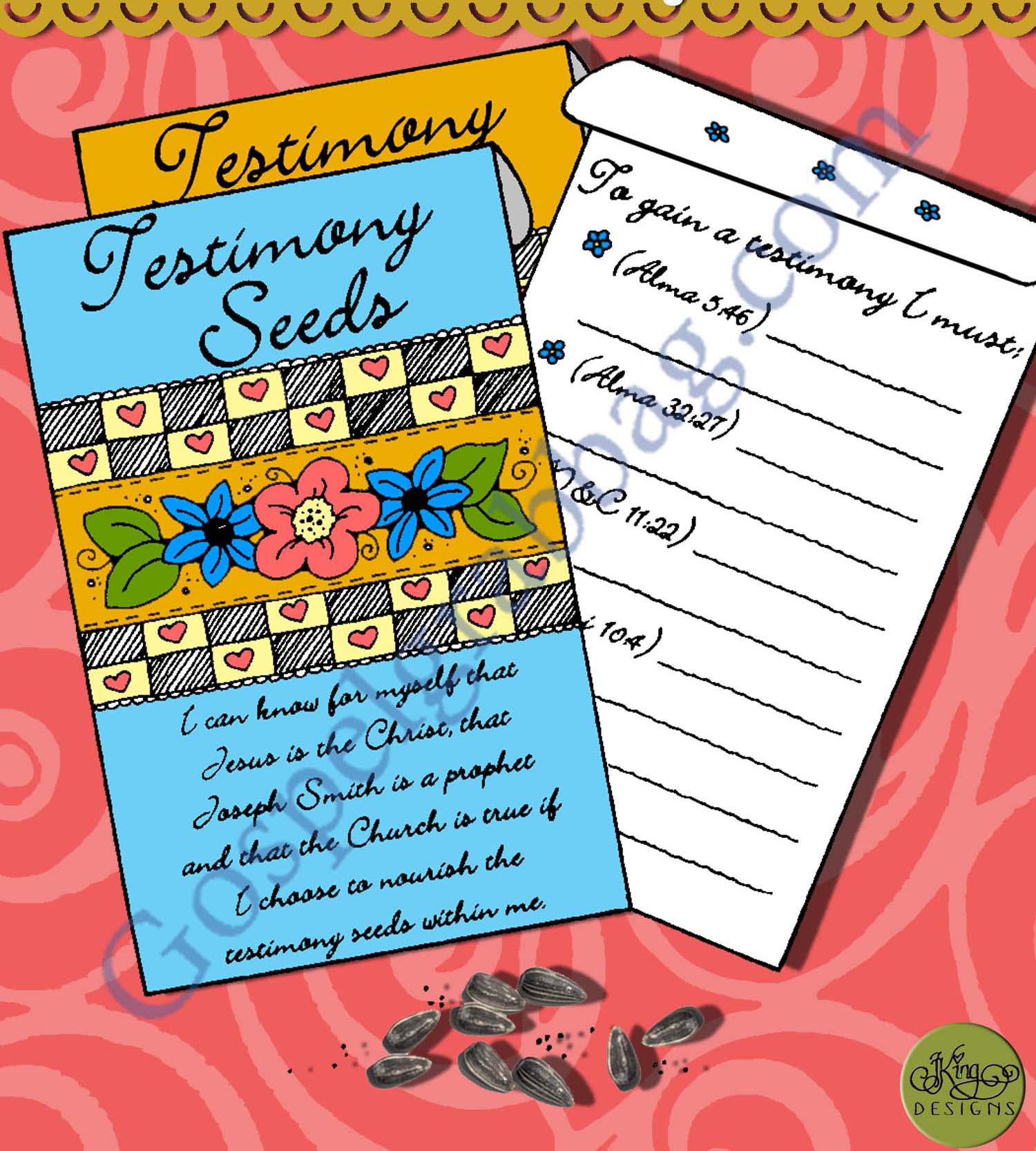 TESTIMONY LDS Lesson Activity Testimony Seeds packet with clues