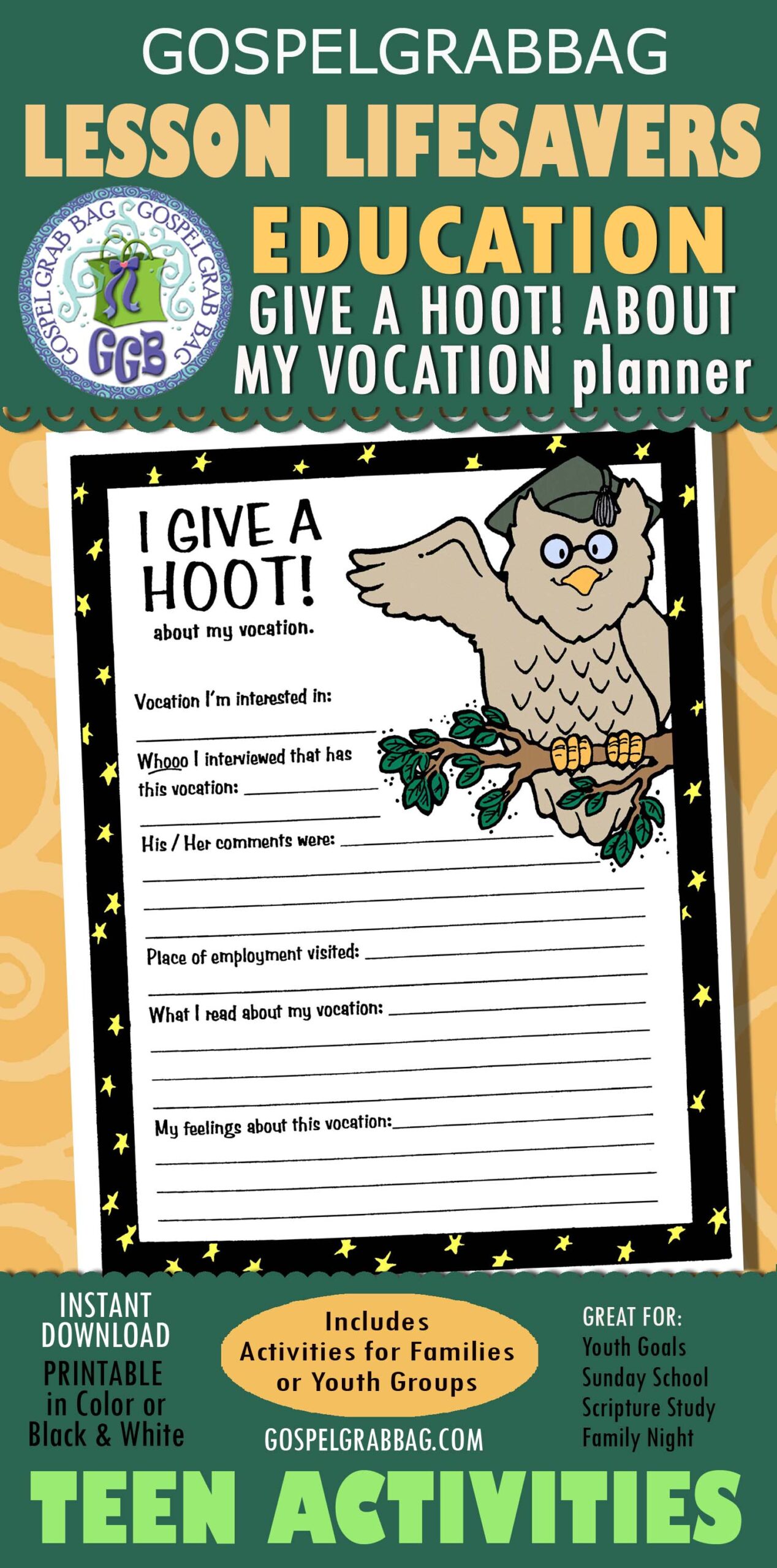 I give a hoot about my education PLANNER