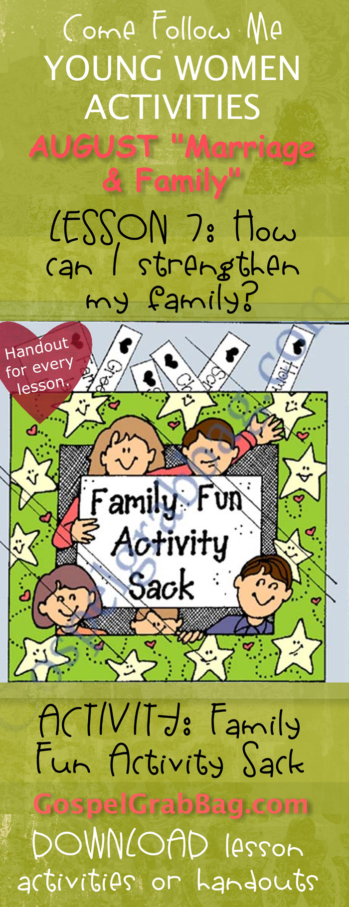 Family Activities LDS Lesson Activity Family Fun Activity Sack “How