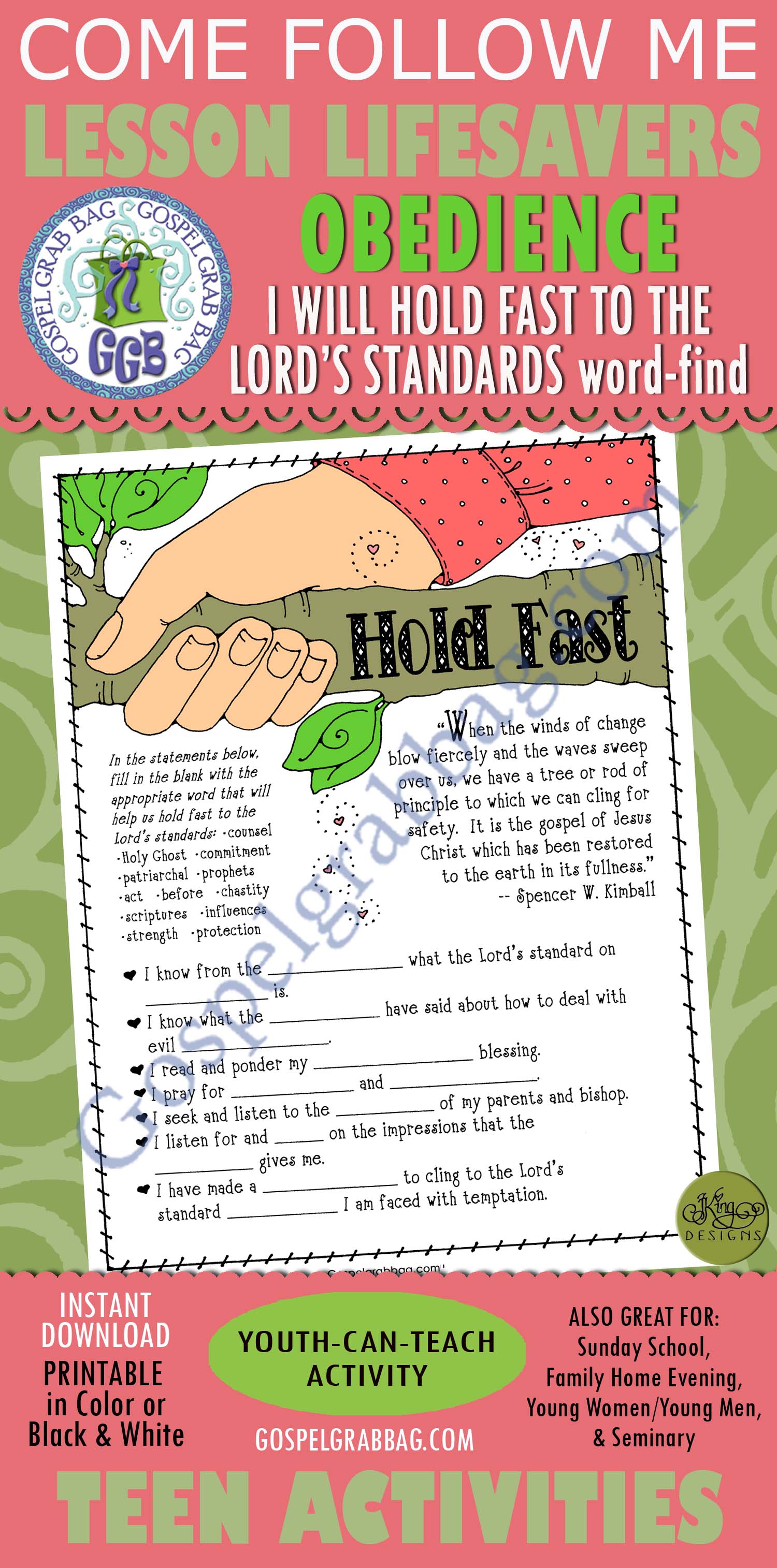 Hold Fast to the Lord's Standards word find