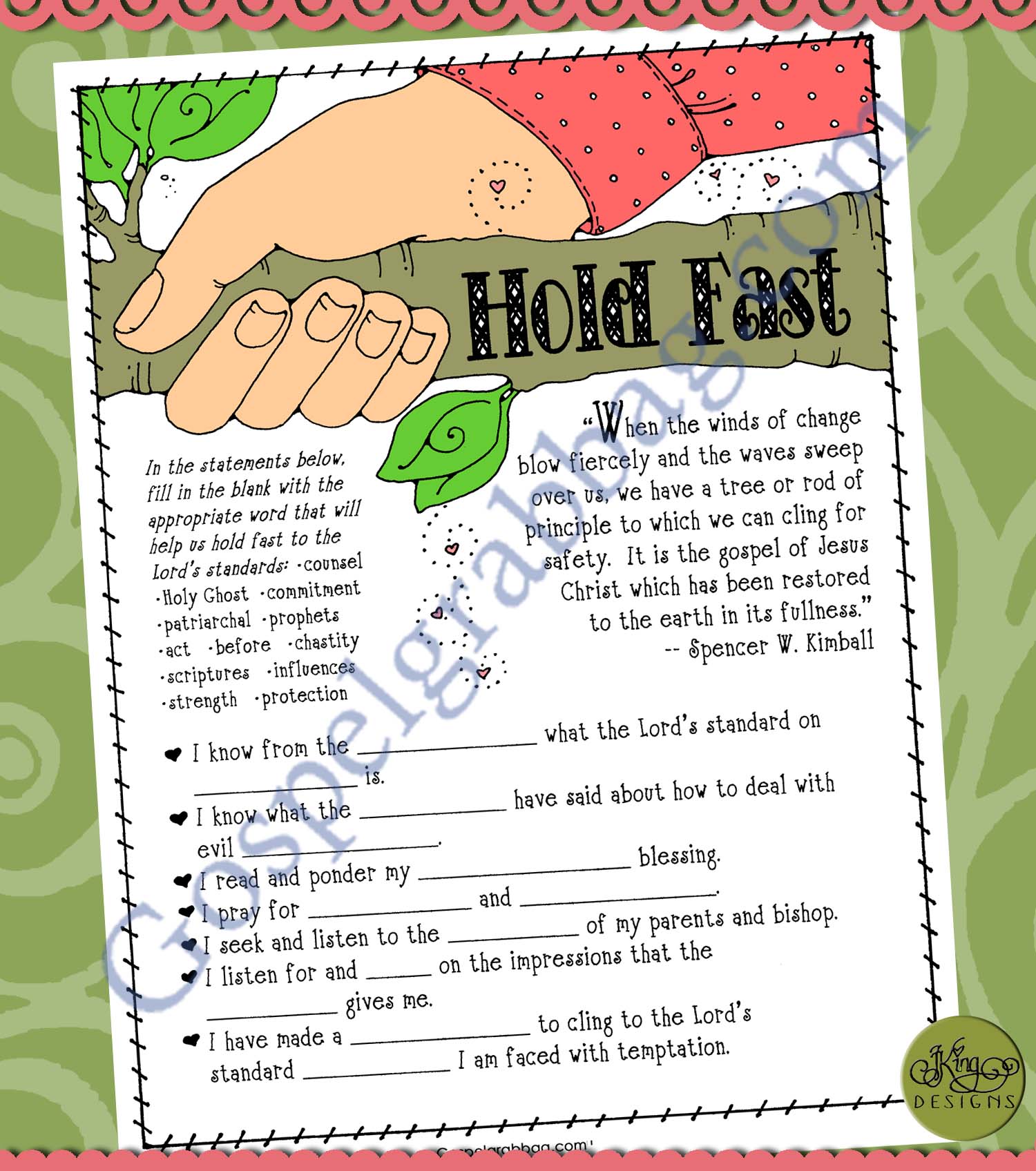 Activity Hold fast to the Lord’s Standards word find