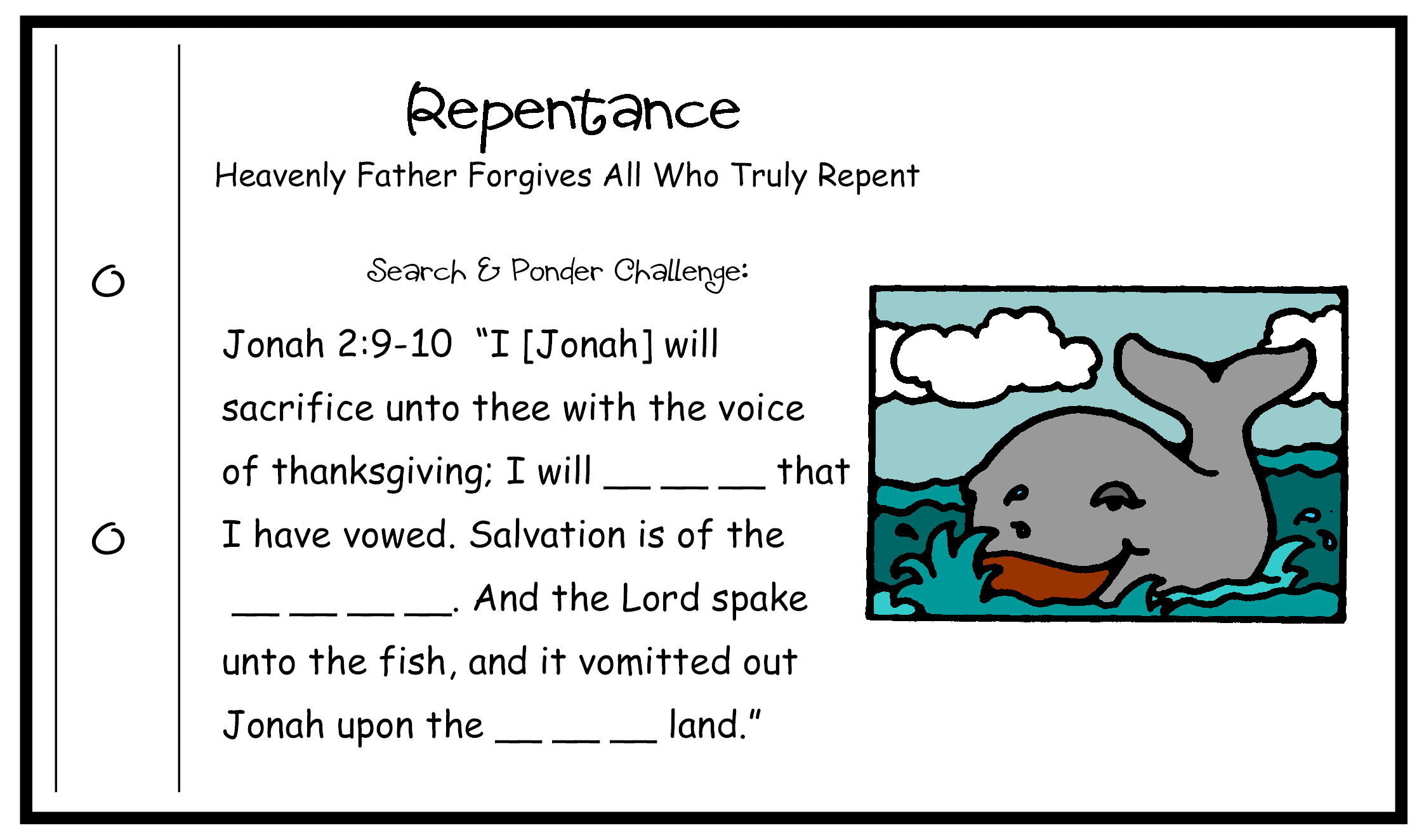 REPENTANCE Primary Lesson Activity D&C 8886 Heavenly Father
