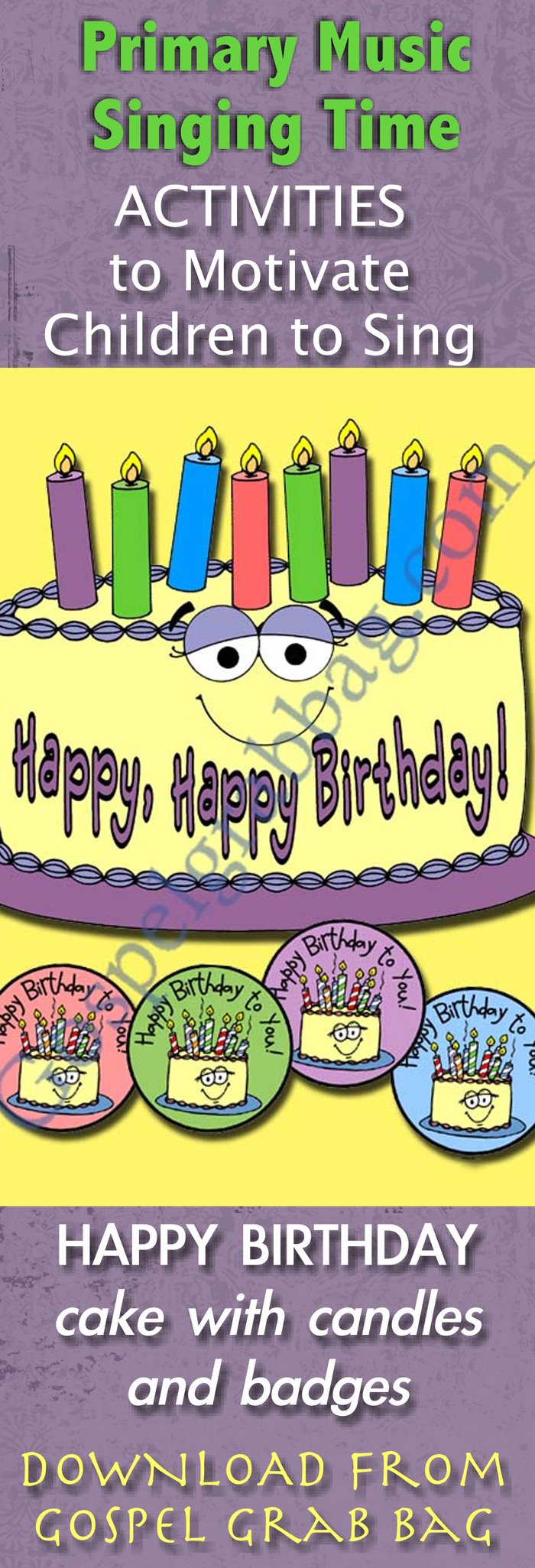 LDS Primary Singing Time, Fun Song Activities, Happy Birthday Cake