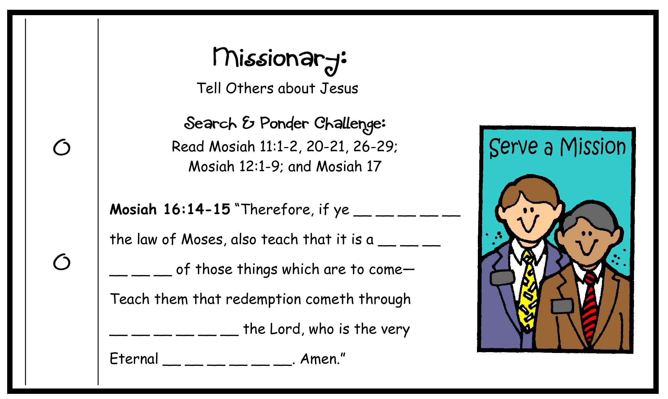 MISSIONARY WORK Activity "Who is Abinadi?" (prophet poster) Come Follow ...