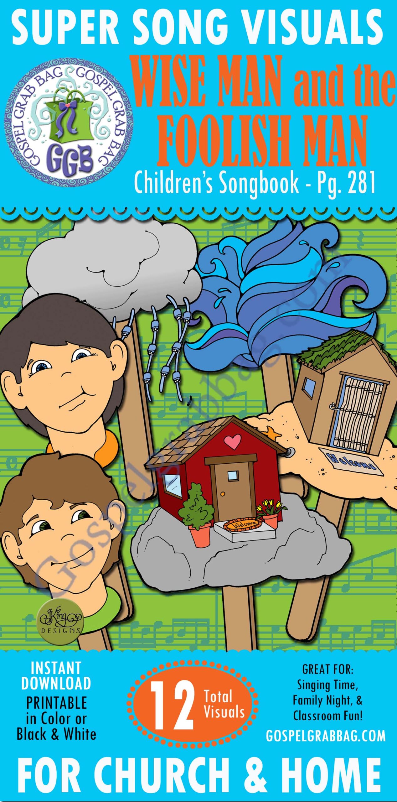 "Wise Man and the Foolish Man" Song Visuals for Primary Music practice songs, LDS Primary, Primary Sharing Time, Family Home Evening