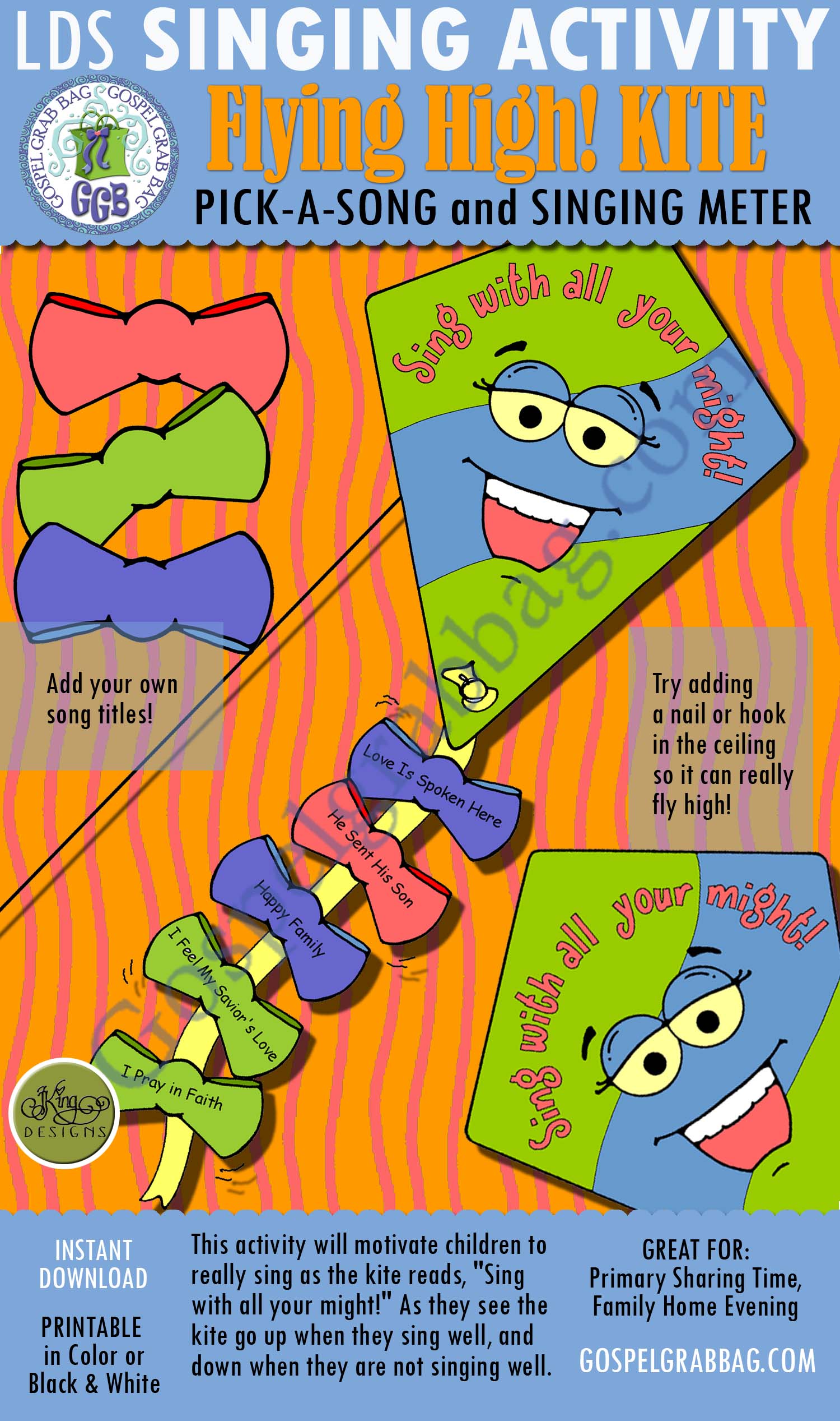 LDS Primary Singing Time, Fun Song Activities, Flying High Kite