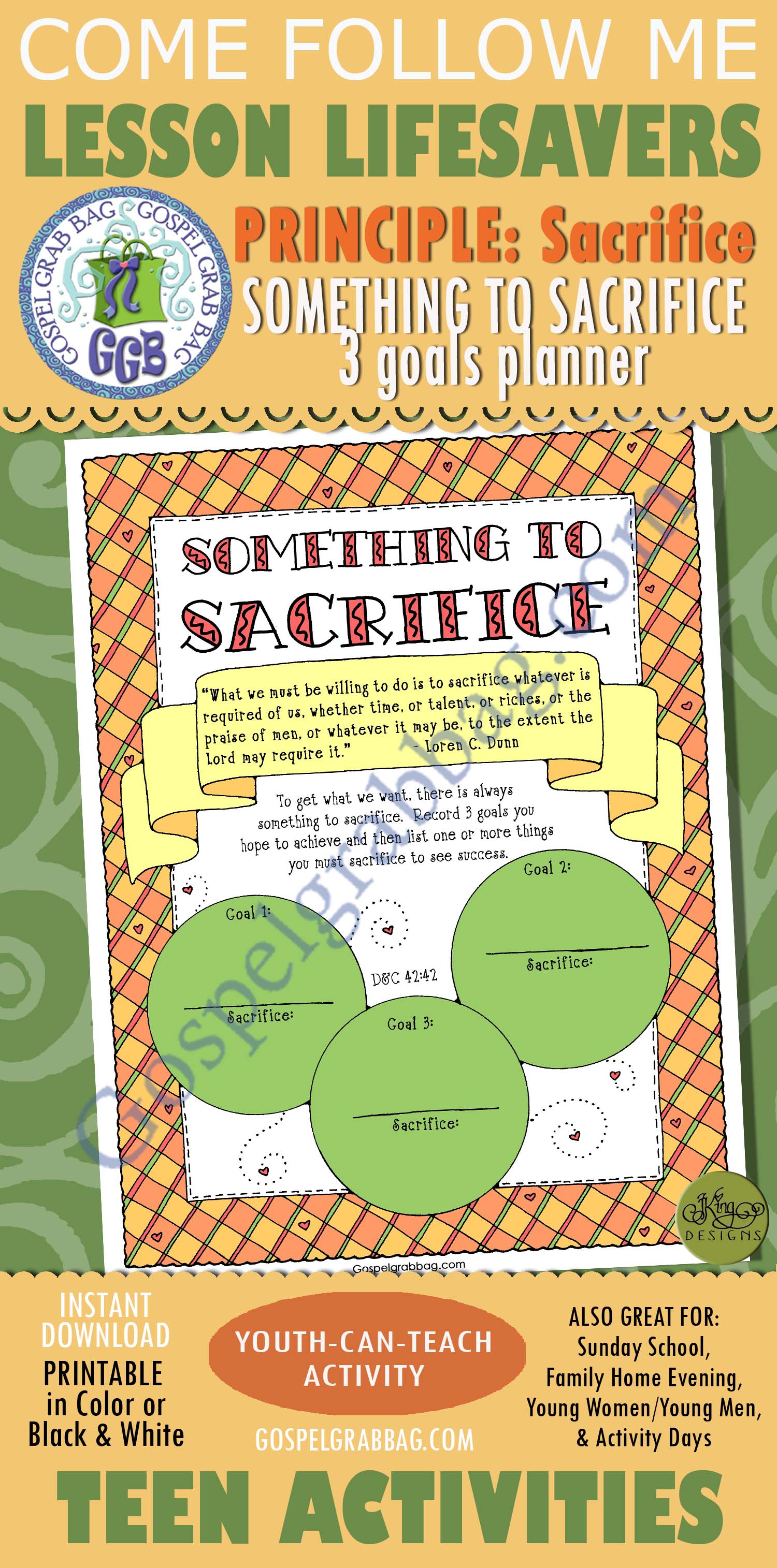 Something to Sacrifice goal planner - Children & Youth