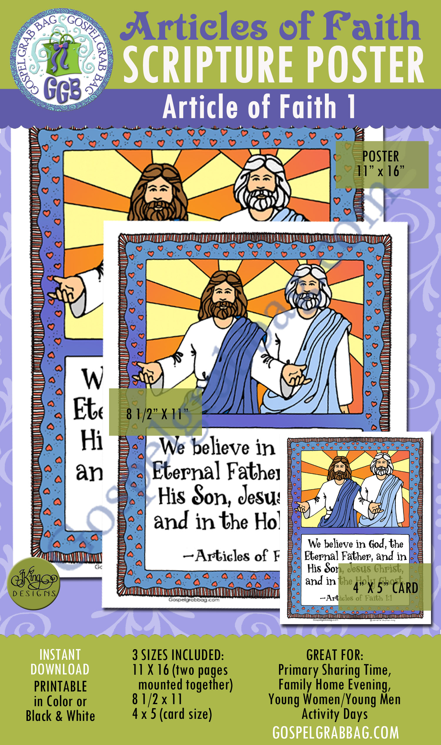 GODHEAD Articles of Faith 1:1 scripture poster/card set