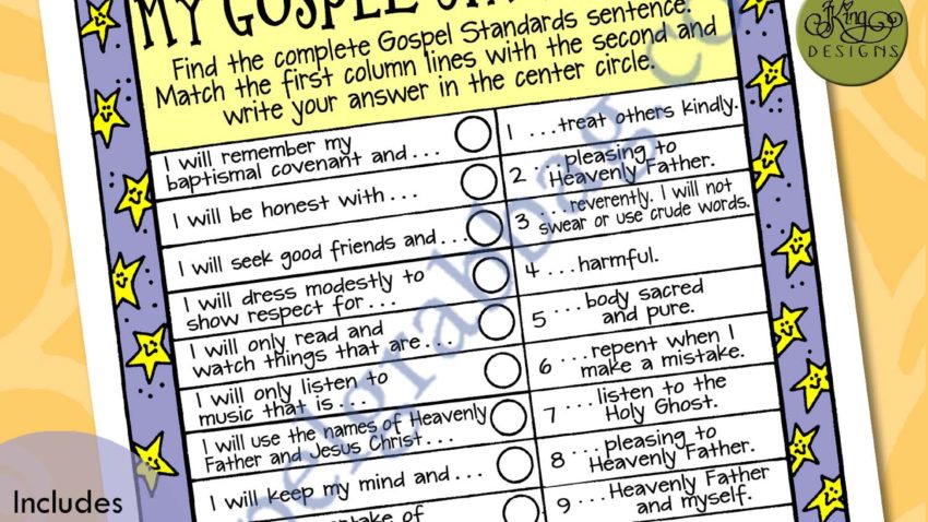 COMMANDMENTS Activity: My Gospel Standards (sentence search) - Gospel