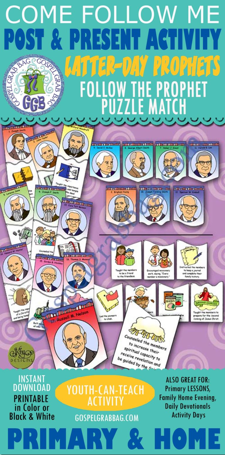 FOLLOW THE PROPHET LDS Post and Present Activity Follow The Latter Day Prophets Puzzle Match 