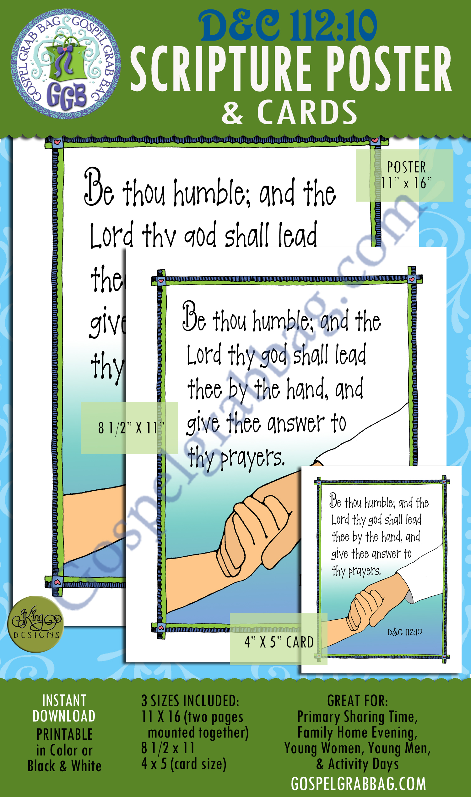 Be Humble SCRIPTURE POSTER / CARDS D&C 112:10 – Follow the Prophet