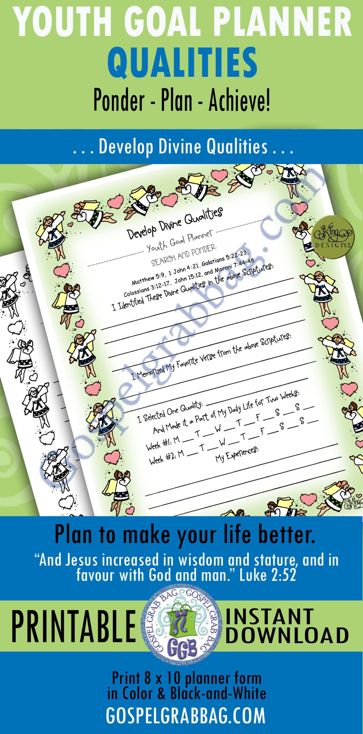 YOUTH GOAL PLANNER. DEVELOP DIVINE QUALITIES.