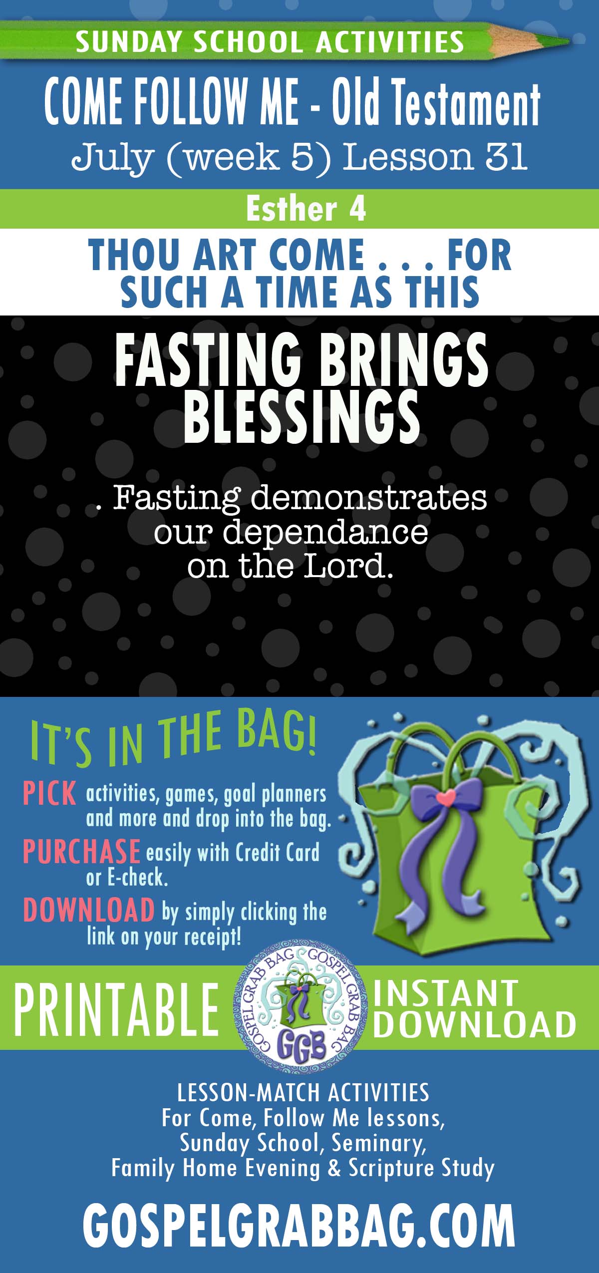 COME FOLLOW ME Old Testament - Activities Esther 4 - fasting brings the Lord's Power