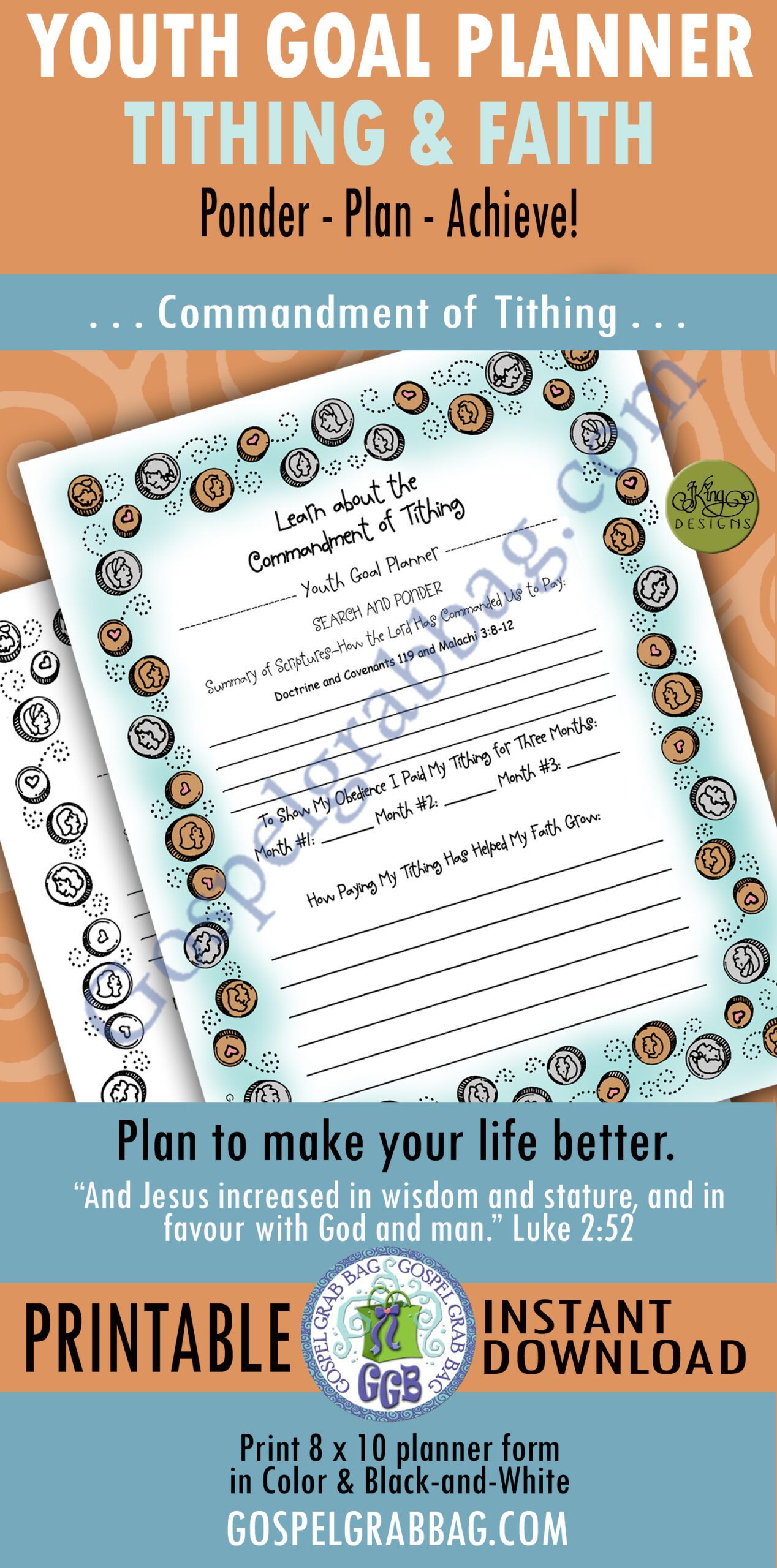 TITHING planner activity for lesson on commandments