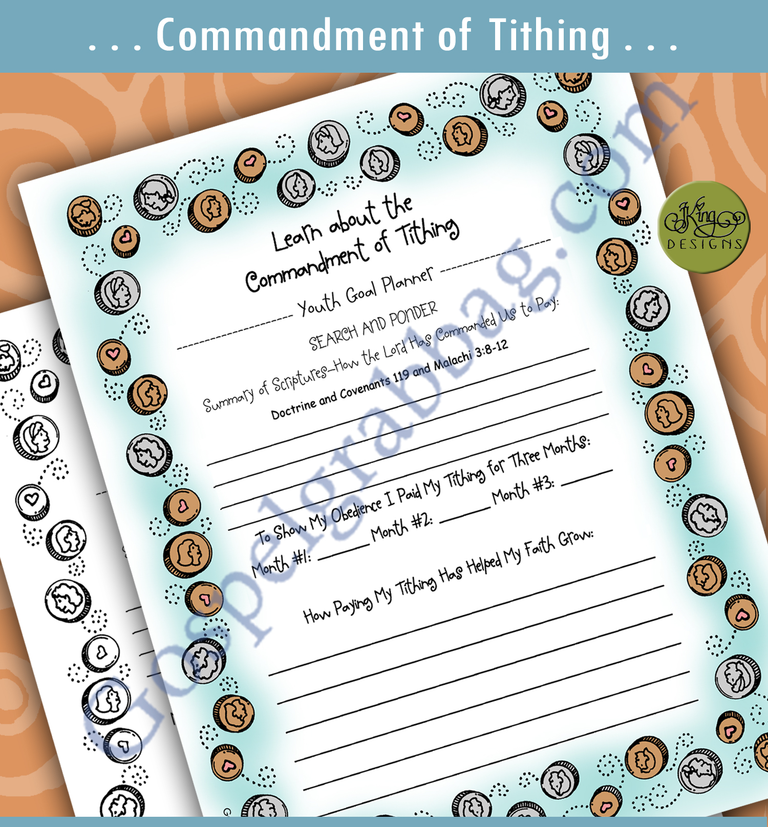 TITHING planner activity for lesson on commandments