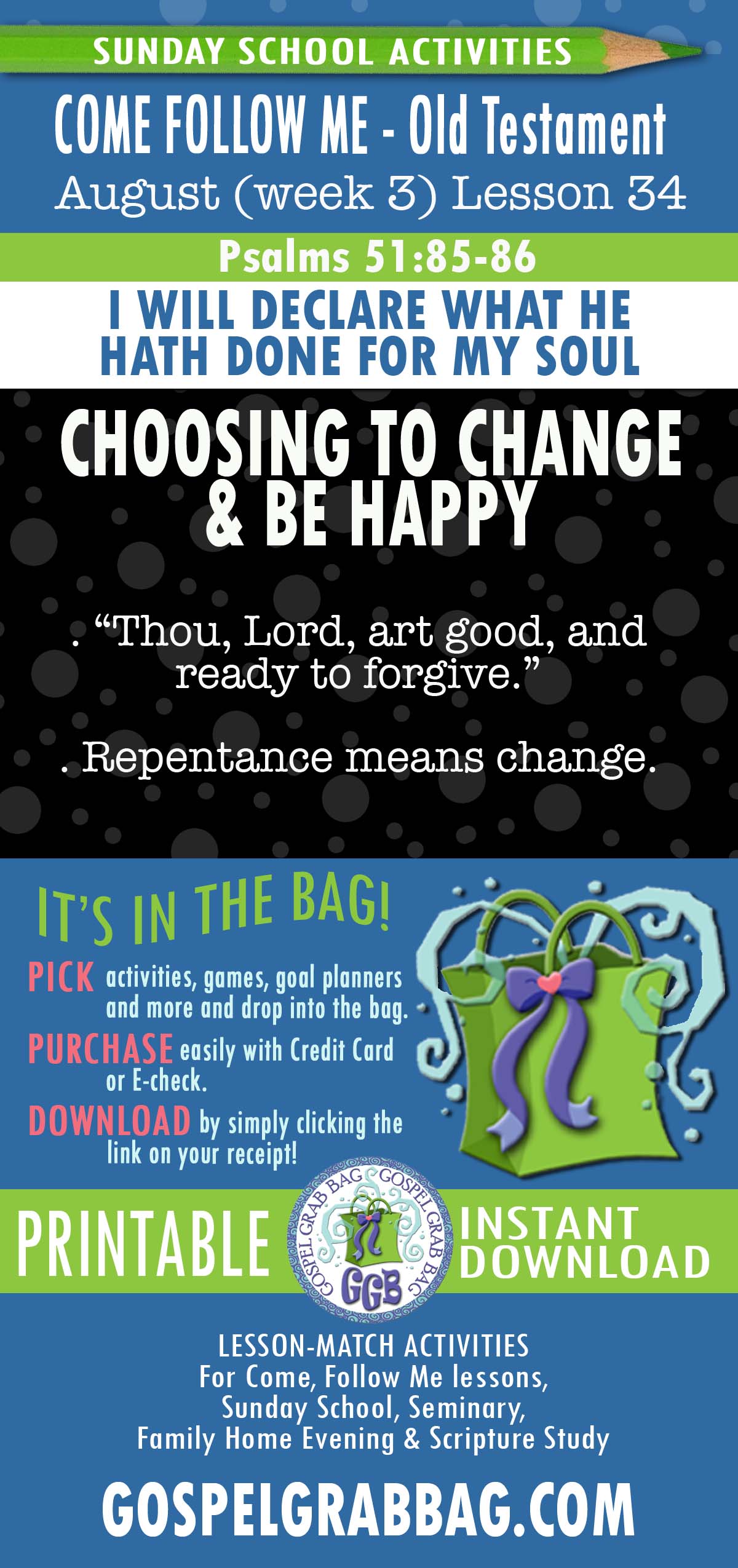 Repentance - Lesson Activities for Psalms 51; 85–86 “Thou, Lord, art good, and ready to forgive.”