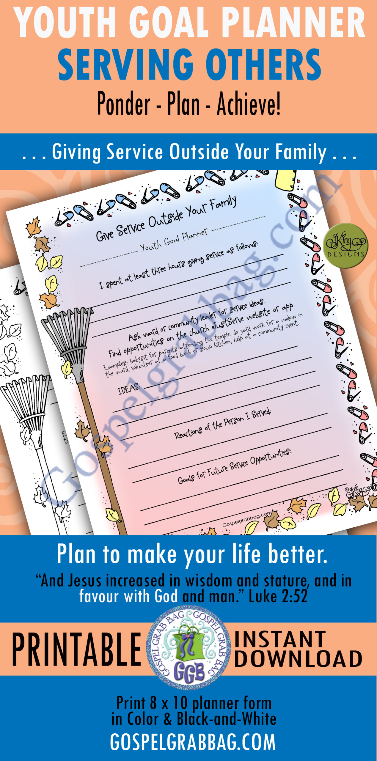 SERVICE goals for youth planner