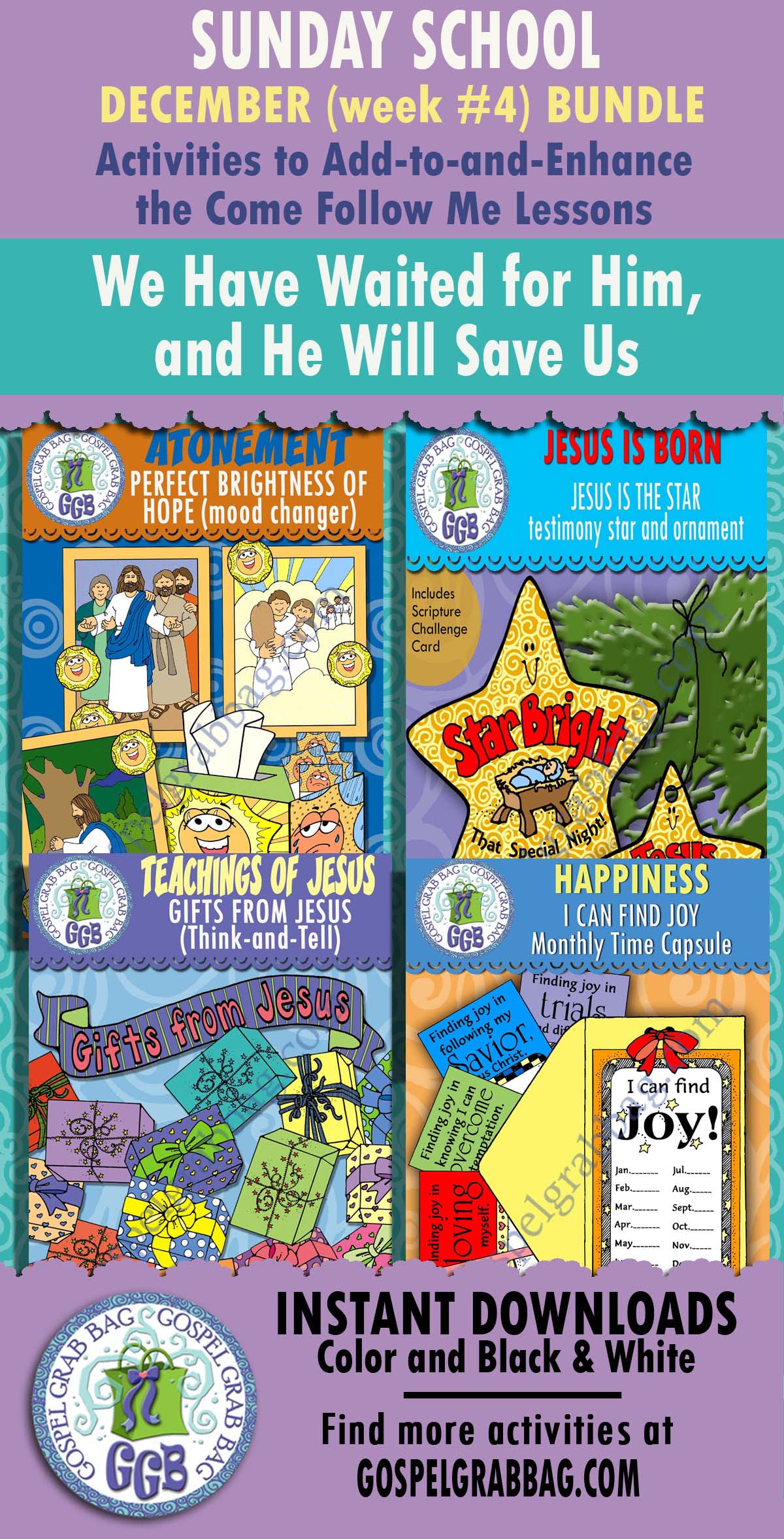 WE HAVE WAITED FOR HIM, AND HE WILL SAVE US Sunday School Activities BUNDLE