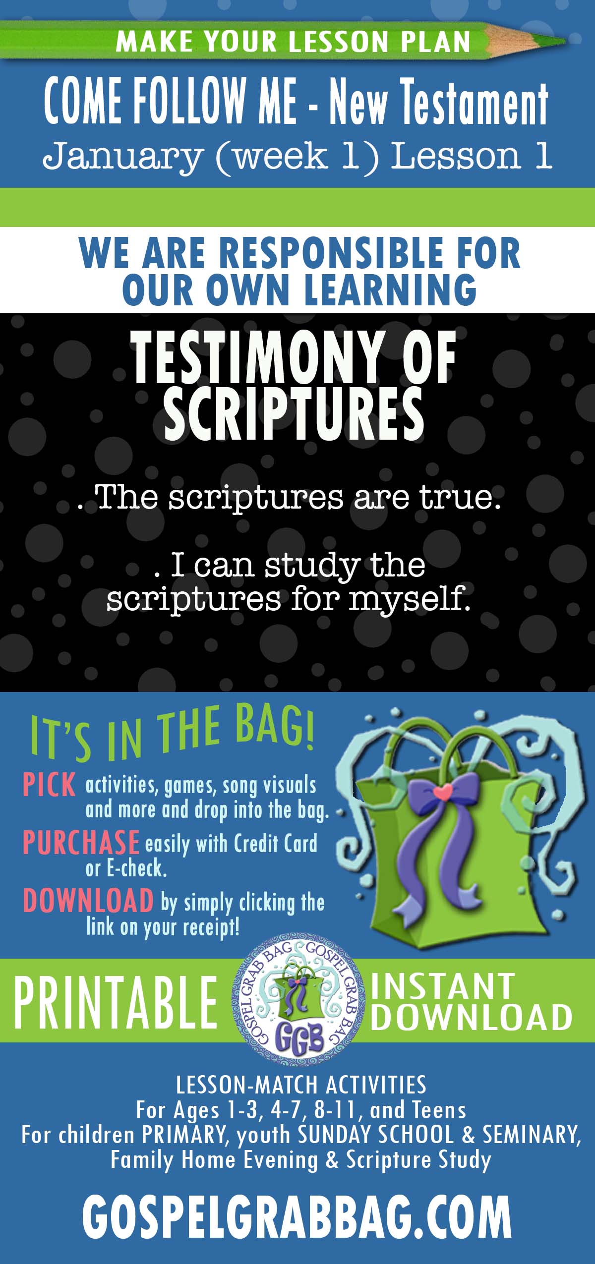 PRIMARY Class & Family Scripture Study “We Are Responsible for Our Own Learning”