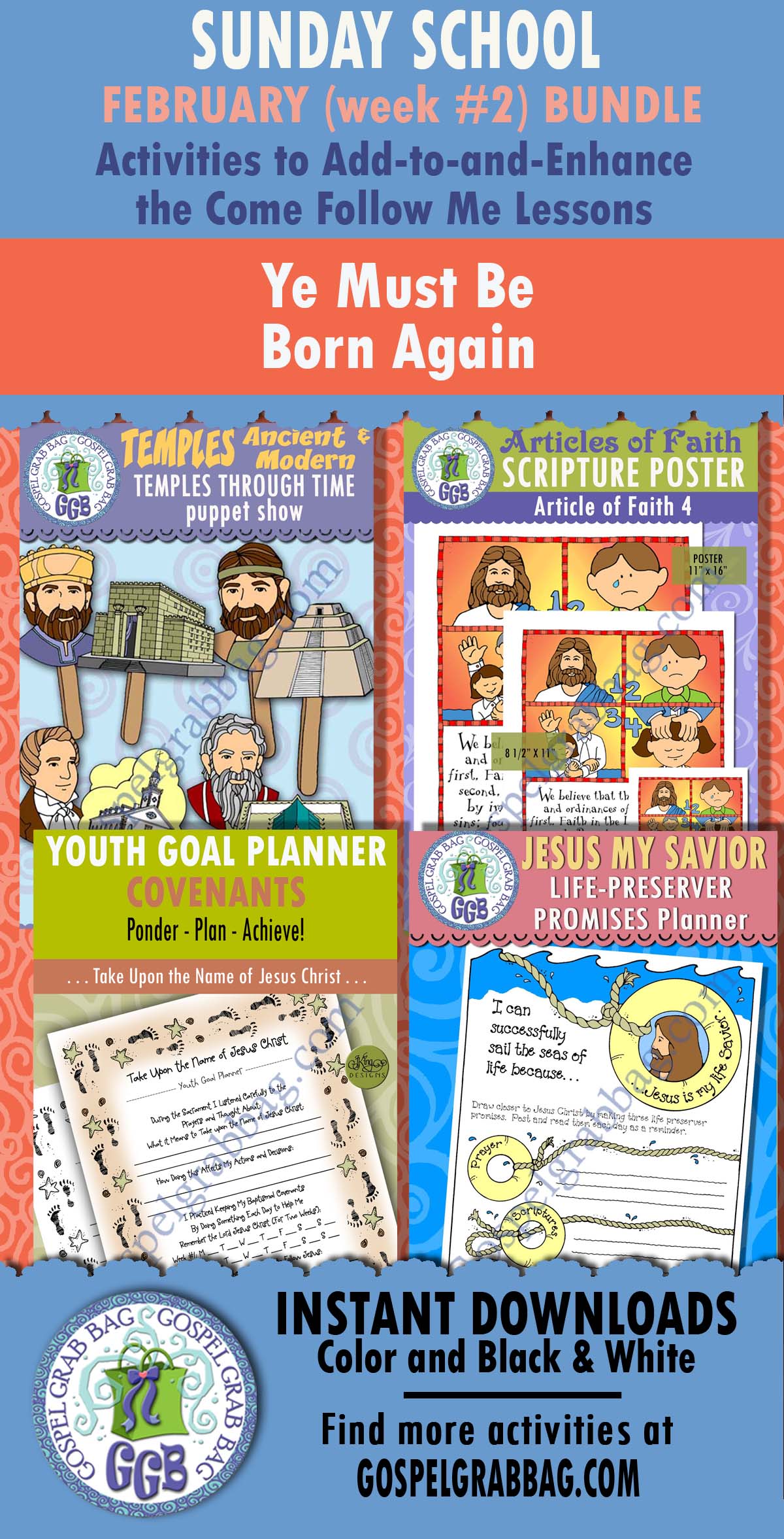 BUNDLE 2 SUNDAY SCHOOL Class lesson activities for "The Spirit of the Lord Is upon Me"