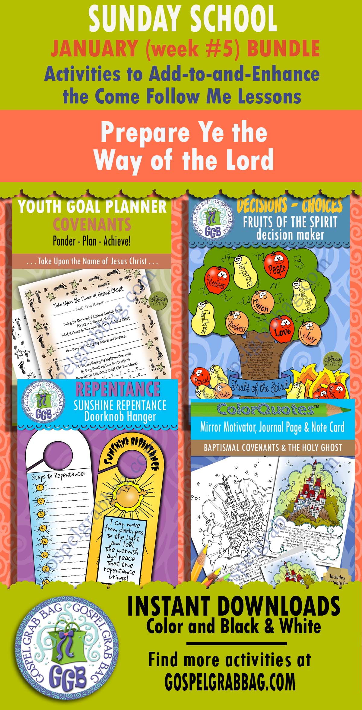 Sunday School "Prepare Ye the Way of the Lord" ACTIVITIES BUNDLE