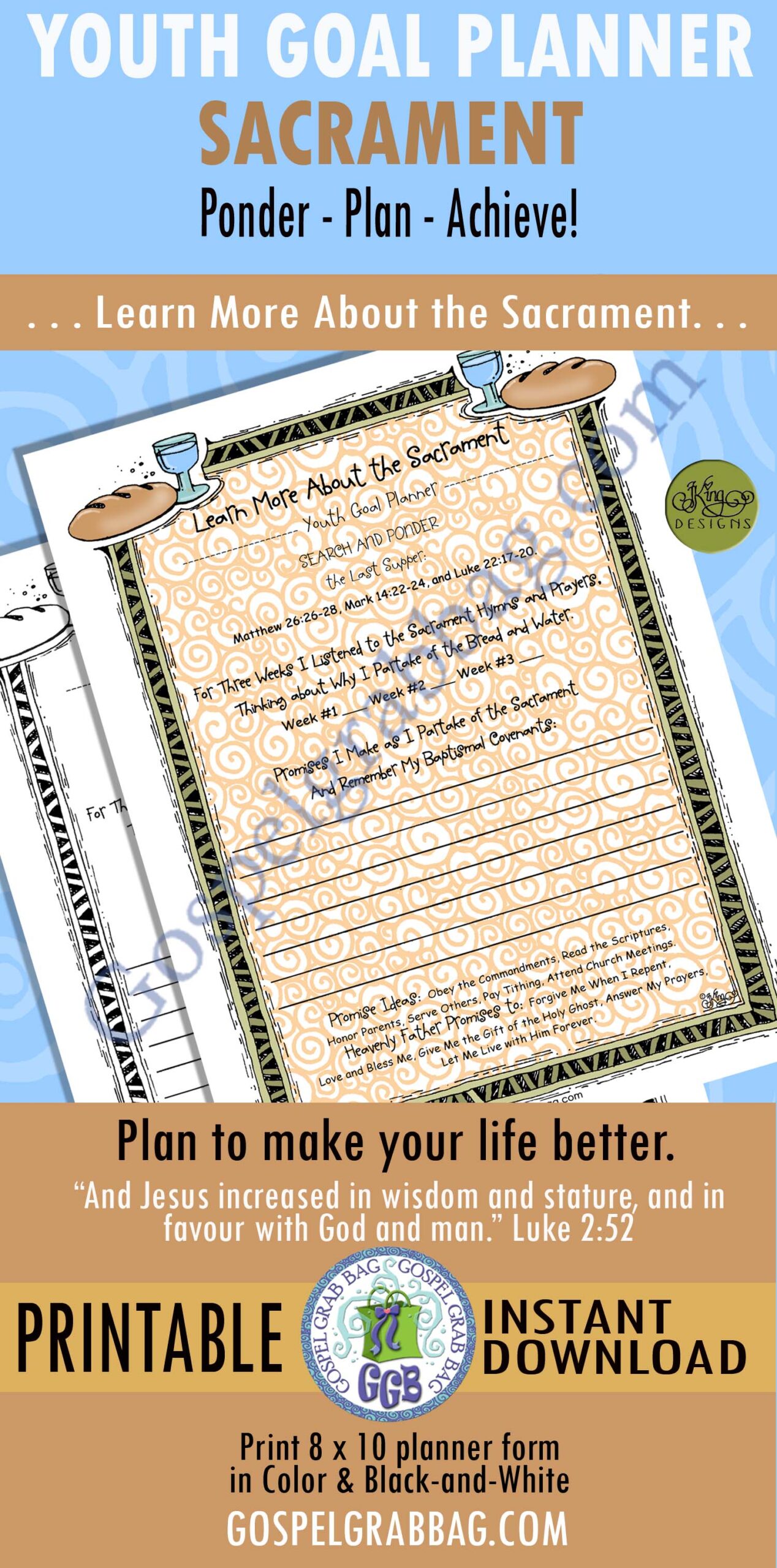 "Learn More About the Sacrament" Youth Goal Planner