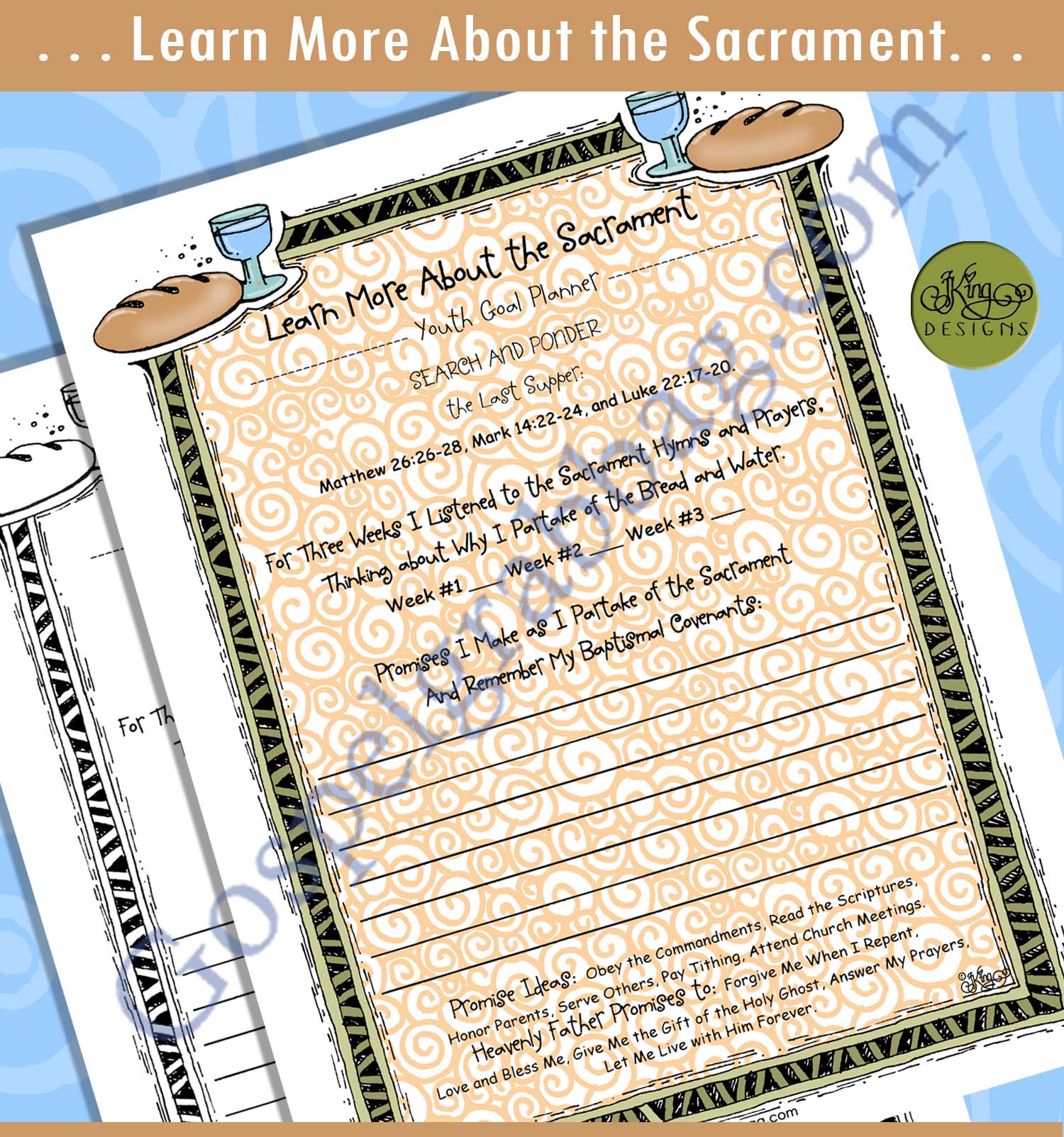 "Learn More About the Sacrament" Youth Goal Planner