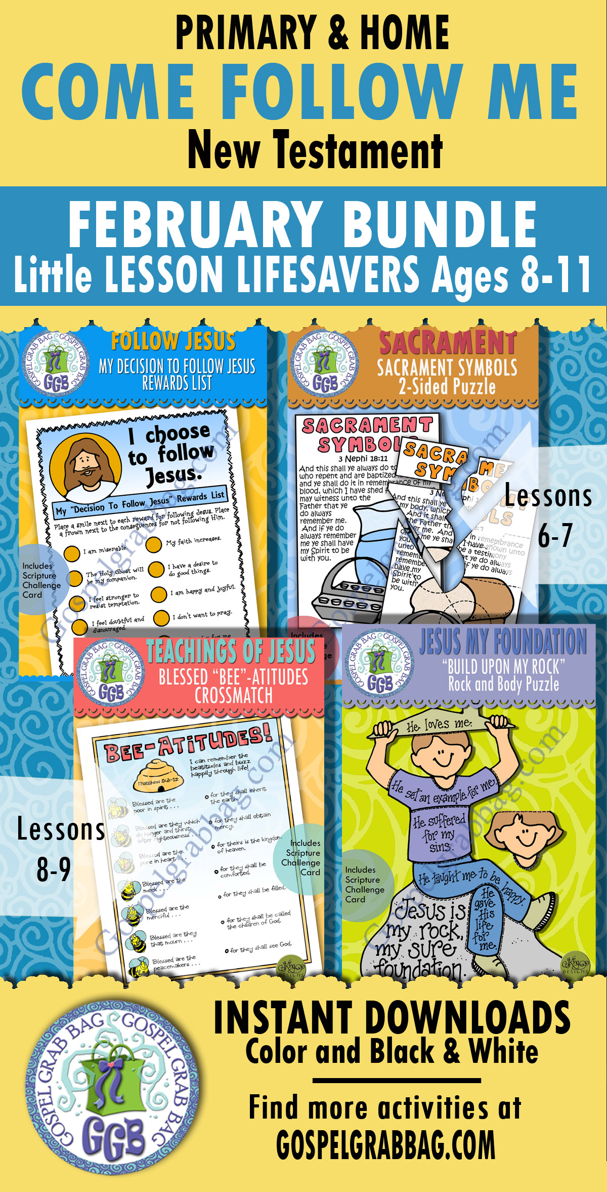 Primary Come Follow Me - New Testament - February ACTIVITIES Ages 8-11