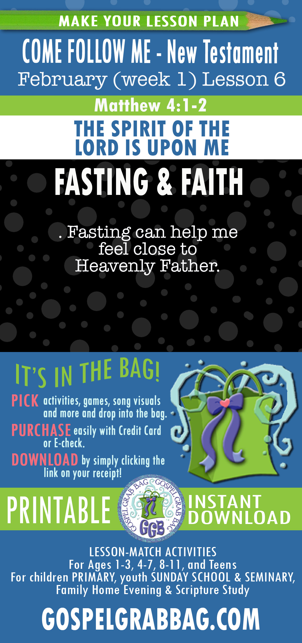 COME FOLLOW ME Activities For Matthew 4:1–2 Fasting can help me feel close to Heavenly Father.
