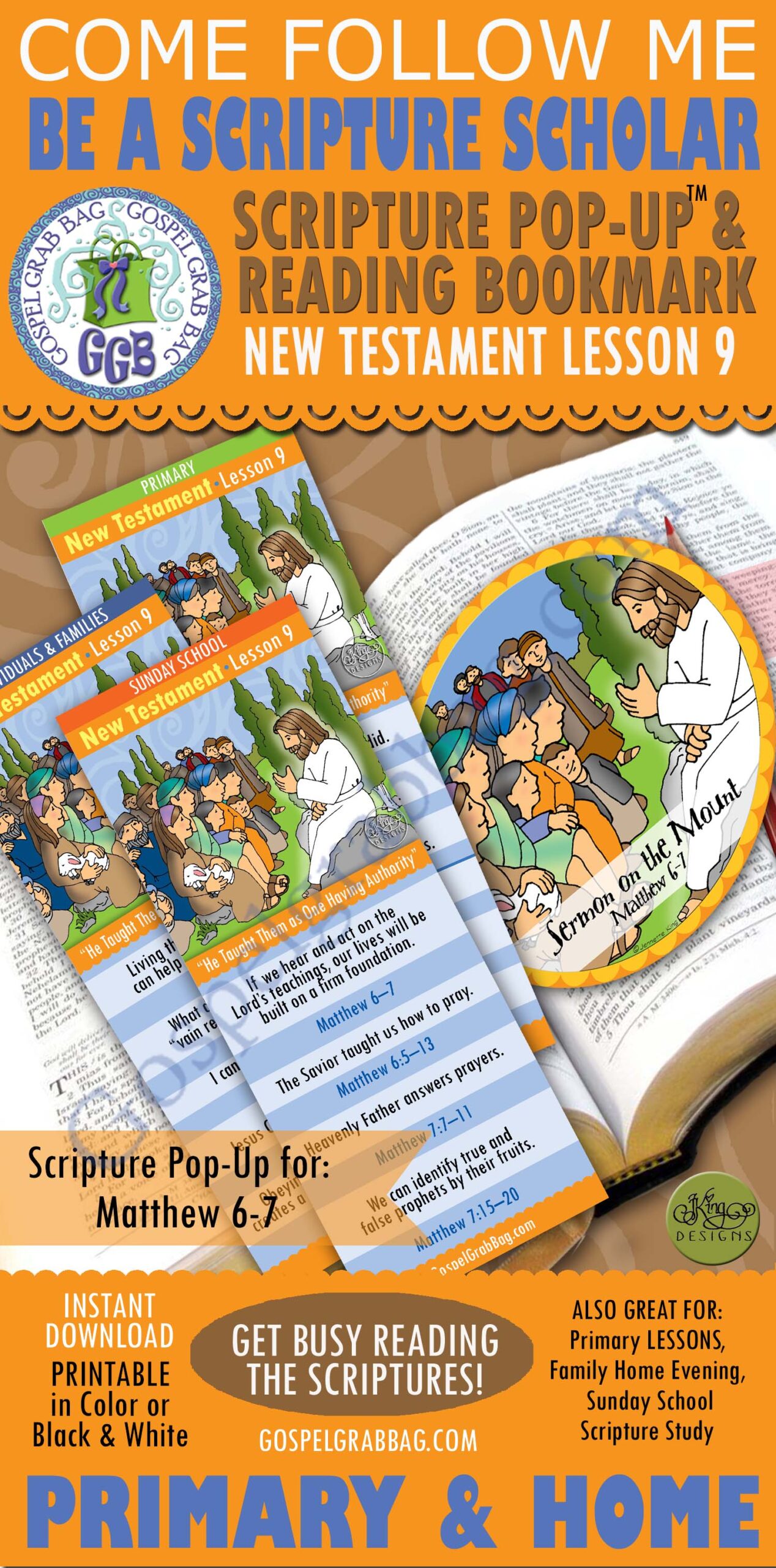"He Taught Them as One Having Authority" pop-up for Matthew 5 "Blessed Are Ye" SCRIPTURE SCHOLARS